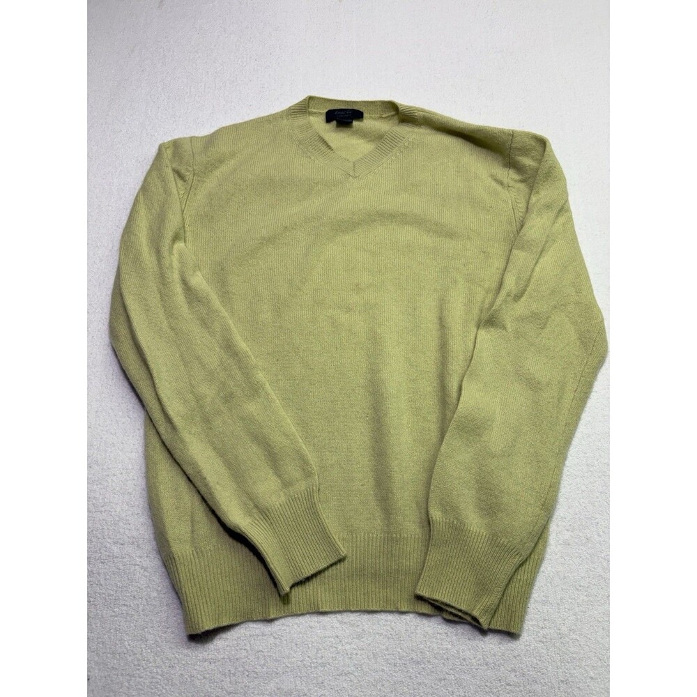 Marshall Fields 100% Cashmere Green V Neck Sweater Size M